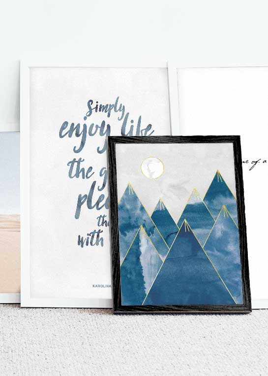 WATER COLOR MOUNTAINS & MARBLE KAROLINA KURKOVA QUOTE POSTERS