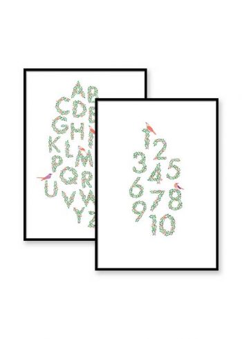 FLORAL BIRDS ALPHABET & FLORAL BIRDS NUMBERS POSTERS